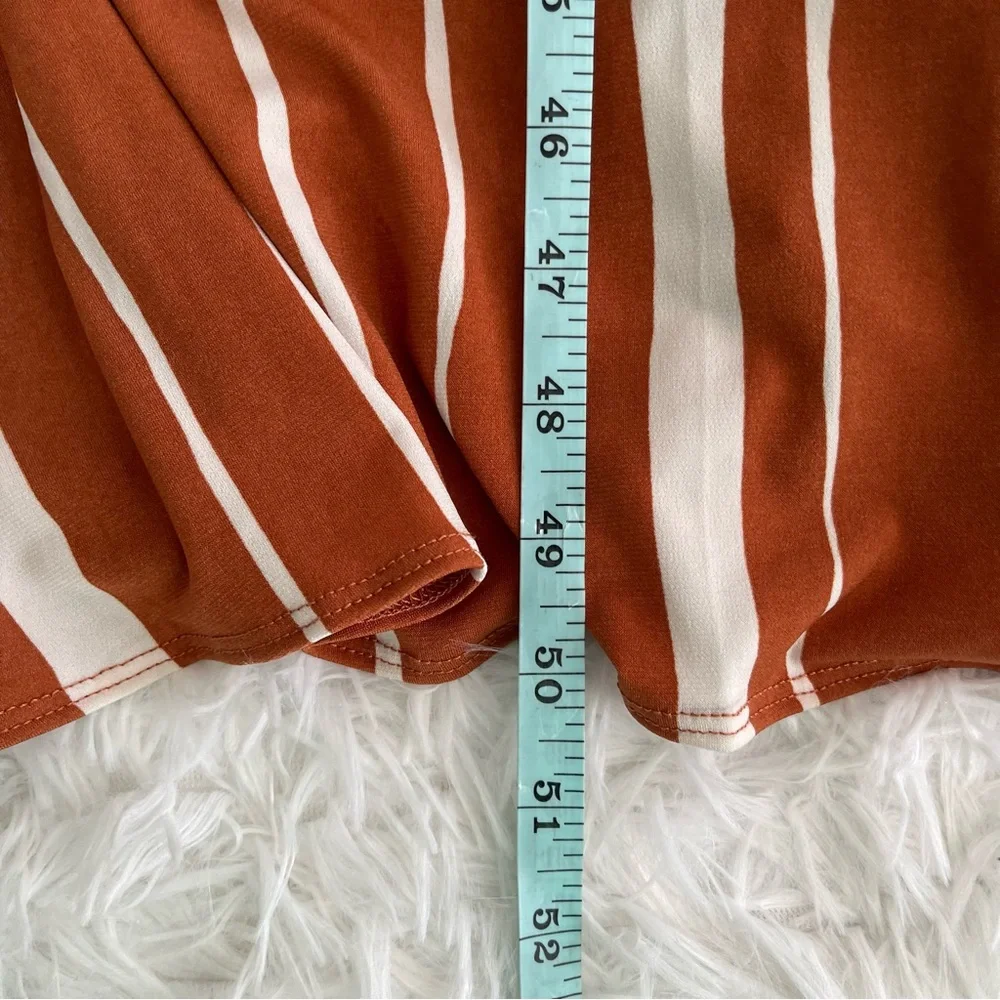 TAYLOR Womens Halter Maxi Dress Size 12 Rust Ivory Asymmetrical Hem - Picture 8 of 10
